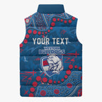 Personalized Western Bulldogs Sleeveless Puffer Jacket Aboriginal Pattern with Graffiti Style