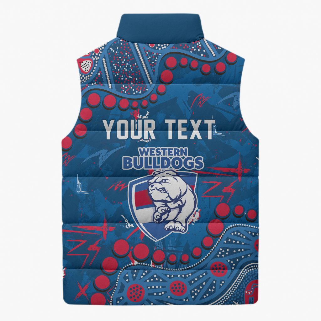 Personalized Western Bulldogs Sleeveless Puffer Jacket Aboriginal Pattern with Graffiti Style