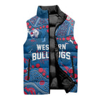Personalized Western Bulldogs Sleeveless Puffer Jacket Aboriginal Pattern with Graffiti Style