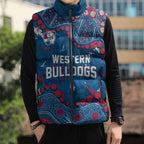 Personalized Western Bulldogs Sleeveless Puffer Jacket Aboriginal Pattern with Graffiti Style