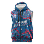 Personalized Western Bulldogs Sleeveless Zip Hoodie Aboriginal Pattern with Graffiti Style