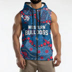 Personalized Western Bulldogs Sleeveless Zip Hoodie Aboriginal Pattern with Graffiti Style