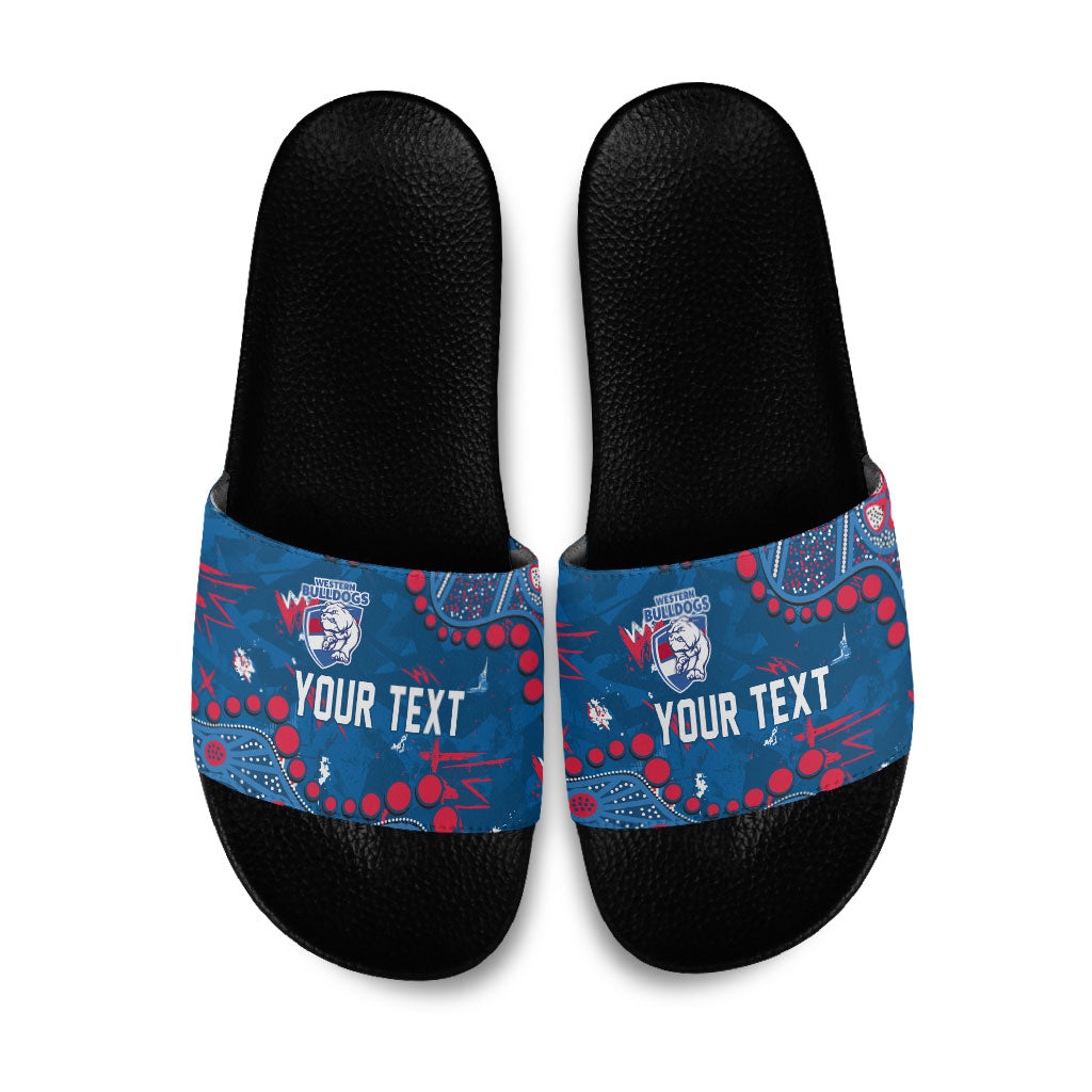 Personalized Western Bulldogs Slide Sandals Aboriginal Pattern with Graffiti Style