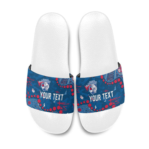 Personalized Western Bulldogs Slide Sandals Aboriginal Pattern with Graffiti Style