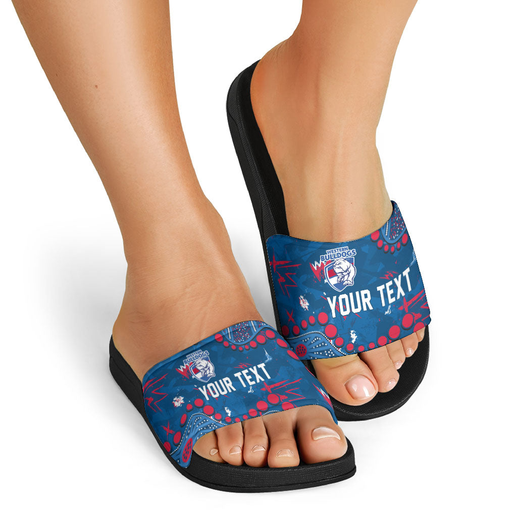 Personalized Western Bulldogs Slide Sandals Aboriginal Pattern with Graffiti Style