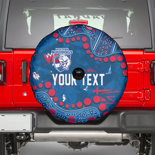Personalized Western Bulldogs Spare Tire Cover Aboriginal Pattern with Graffiti Style
