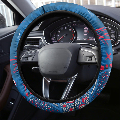Western Bulldogs Steering Wheel Cover Aboriginal Pattern with Graffiti Style