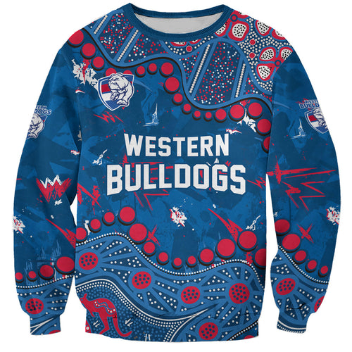 Personalized Western Bulldogs Sweatshirt Aboriginal Pattern with Graffiti Style