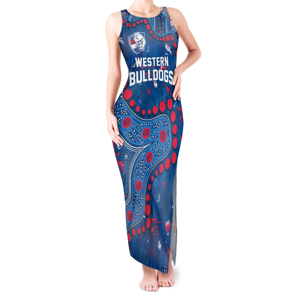 Personalized Western Bulldogs Tank Maxi Dress Aboriginal Pattern with Graffiti Style