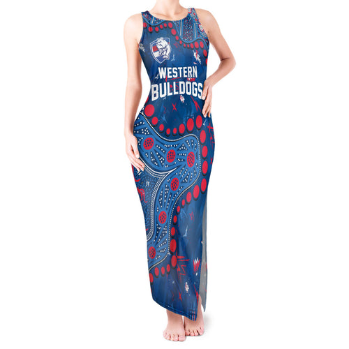 Personalized Western Bulldogs Tank Maxi Dress Aboriginal Pattern with Graffiti Style