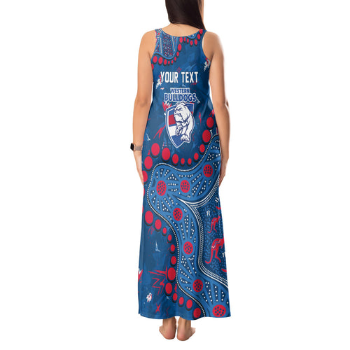 Personalized Western Bulldogs Tank Maxi Dress Aboriginal Pattern with Graffiti Style