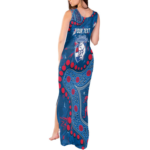 Personalized Western Bulldogs Tank Maxi Dress Aboriginal Pattern with Graffiti Style