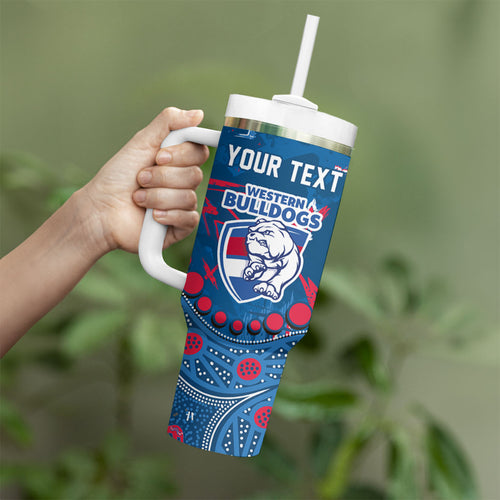 Personalized Western Bulldogs Tumbler With Handle Aboriginal Pattern with Graffiti Style