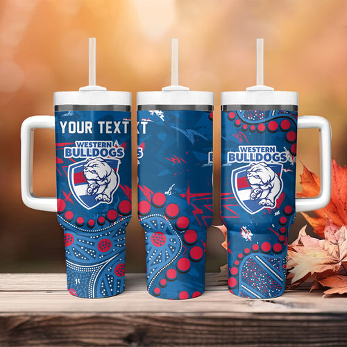 Personalized Western Bulldogs Tumbler With Handle Aboriginal Pattern with Graffiti Style