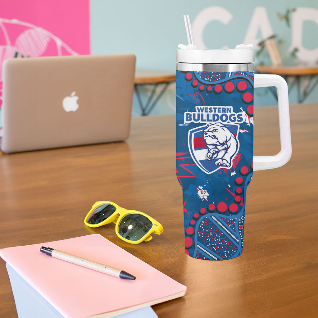 Personalized Western Bulldogs Tumbler With Handle Aboriginal Pattern with Graffiti Style