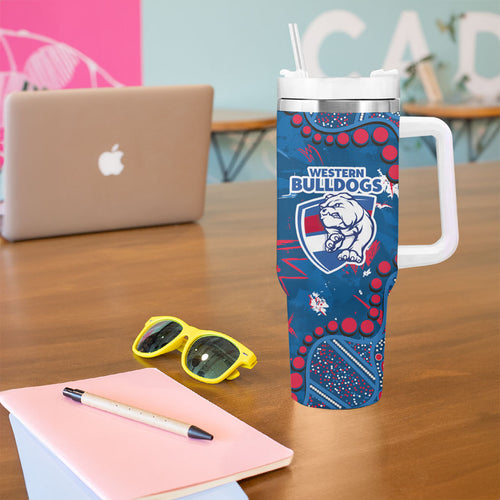 Personalized Western Bulldogs Tumbler With Handle Aboriginal Pattern with Graffiti Style