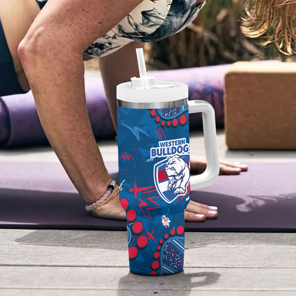 Personalized Western Bulldogs Tumbler With Handle Aboriginal Pattern with Graffiti Style