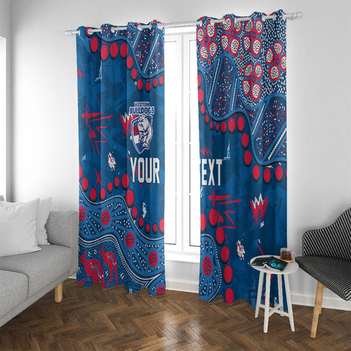 Personalized Western Bulldogs Window Curtain Aboriginal Pattern with Graffiti Style