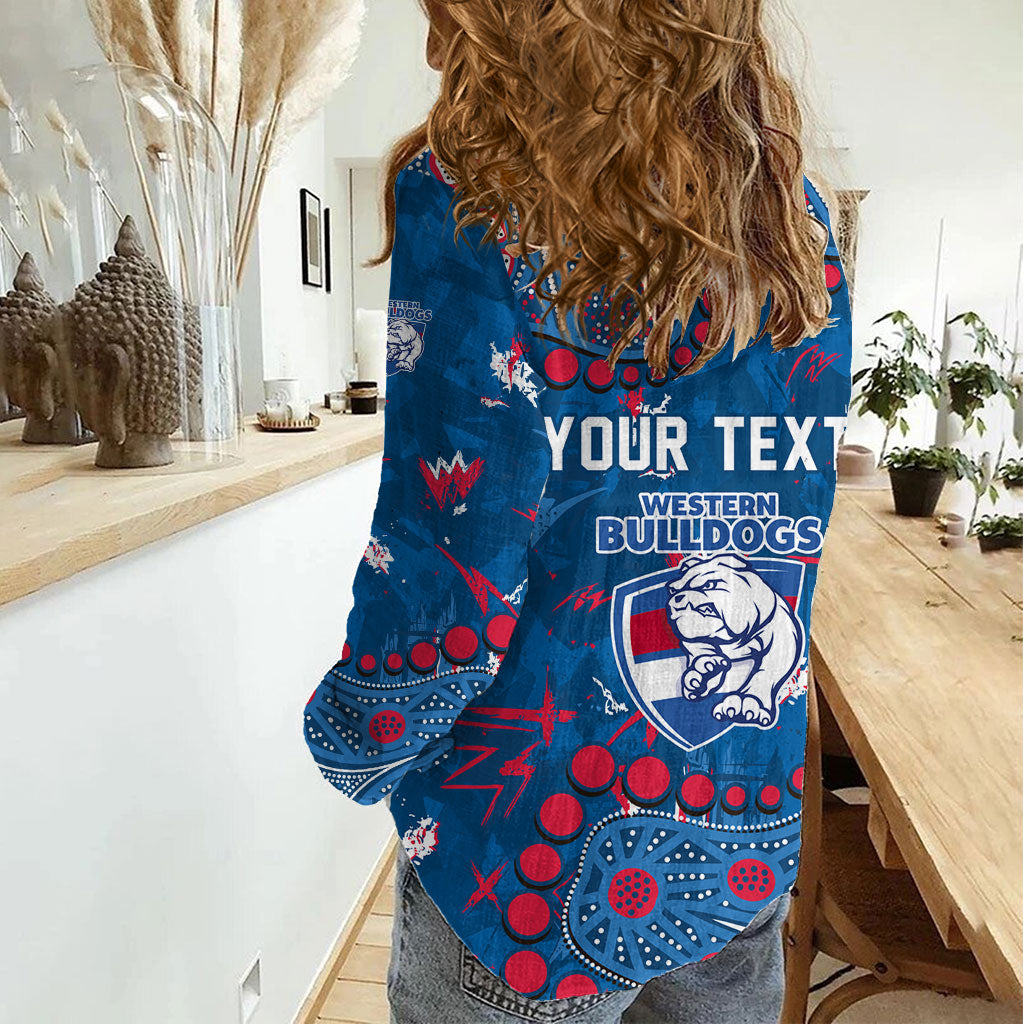 Personalized Western Bulldogs Women Casual Shirt Aboriginal Pattern with Graffiti Style