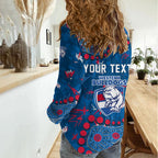 Personalized Western Bulldogs Women Casual Shirt Aboriginal Pattern with Graffiti Style