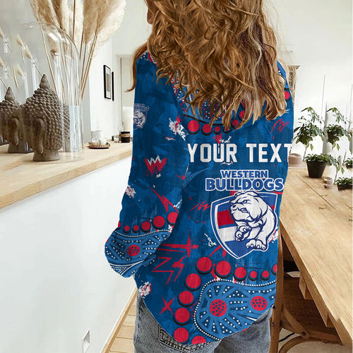 Personalized Western Bulldogs Women Casual Shirt Aboriginal Pattern with Graffiti Style