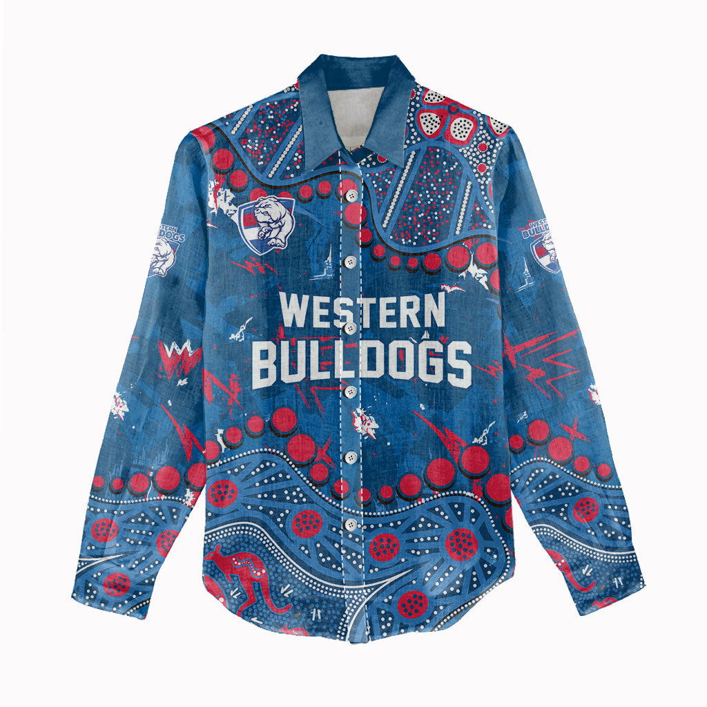 Personalized Western Bulldogs Women Casual Shirt Aboriginal Pattern with Graffiti Style