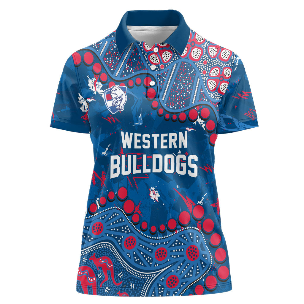 Personalized Western Bulldogs Women Polo Shirt Aboriginal Pattern with Graffiti Style