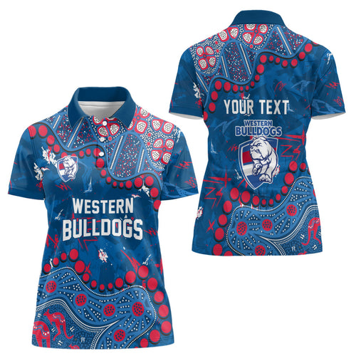 Personalized Western Bulldogs Women Polo Shirt Aboriginal Pattern with Graffiti Style