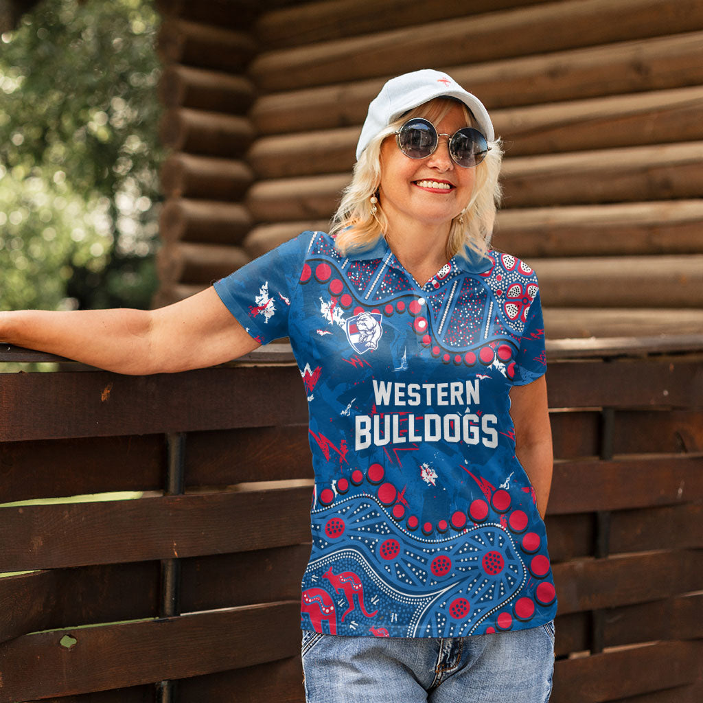 Personalized Western Bulldogs Women Polo Shirt Aboriginal Pattern with Graffiti Style
