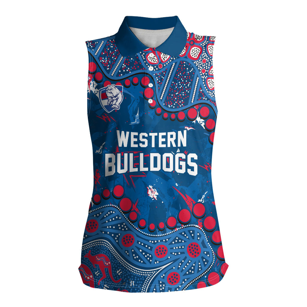 Personalized Western Bulldogs Women Sleeveless Polo Shirt Aboriginal Pattern with Graffiti Style