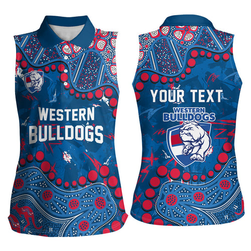 Personalized Western Bulldogs Women Sleeveless Polo Shirt Aboriginal Pattern with Graffiti Style