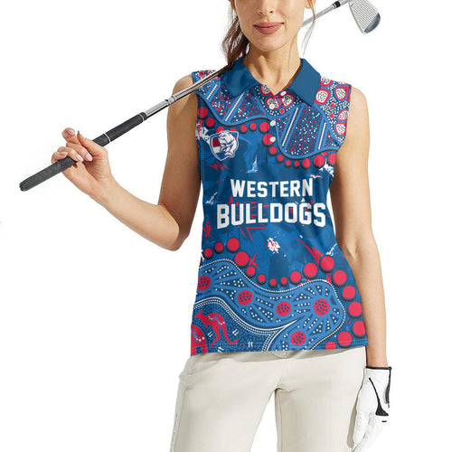 Personalized Western Bulldogs Women Sleeveless Polo Shirt Aboriginal Pattern with Graffiti Style