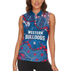 Personalized Western Bulldogs Women Sleeveless Polo Shirt Aboriginal Pattern with Graffiti Style