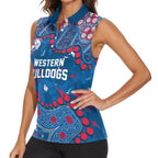Personalized Western Bulldogs Women Sleeveless Polo Shirt Aboriginal Pattern with Graffiti Style