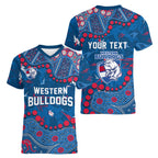 Personalized Western Bulldogs Women V-Neck T-Shirt Aboriginal Pattern with Graffiti Style