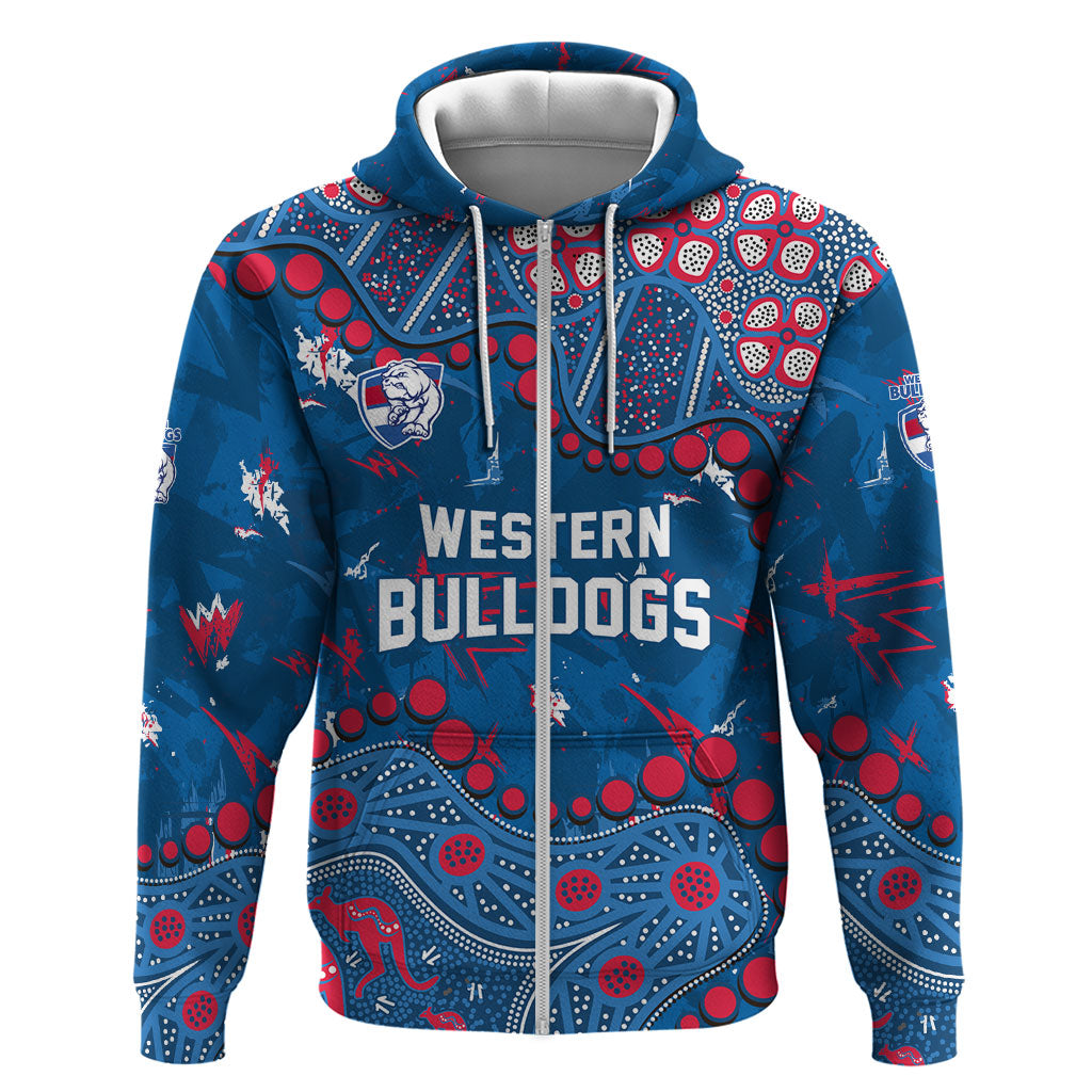 Personalized Western Bulldogs Zip Hoodie Aboriginal Pattern with Graffiti Style