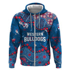 Personalized Western Bulldogs Zip Hoodie Aboriginal Pattern with Graffiti Style