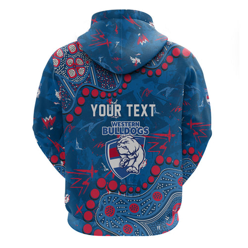 Personalized Western Bulldogs Zip Hoodie Aboriginal Pattern with Graffiti Style