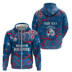 Personalized Western Bulldogs Zip Hoodie Aboriginal Pattern with Graffiti Style