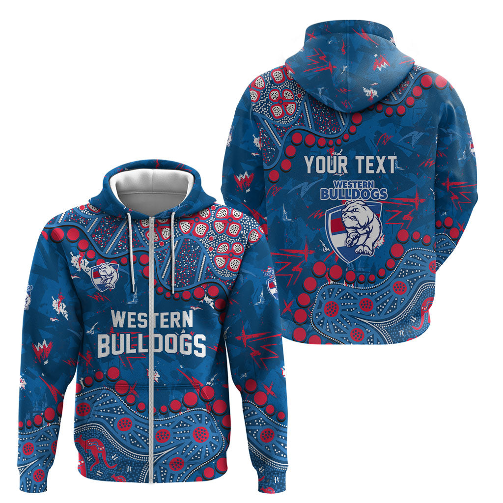 Personalized Western Bulldogs Zip Hoodie Aboriginal Pattern with Graffiti Style