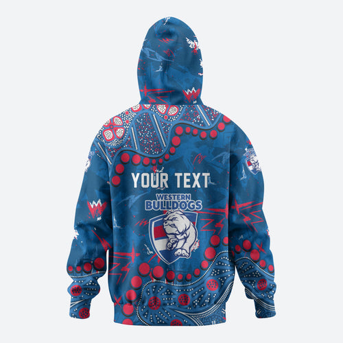 Personalized Western Bulldogs Zip Hoodie Aboriginal Pattern with Graffiti Style