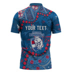 Personalized Western Bulldogs Zipper Polo Shirt Aboriginal Pattern with Graffiti Style