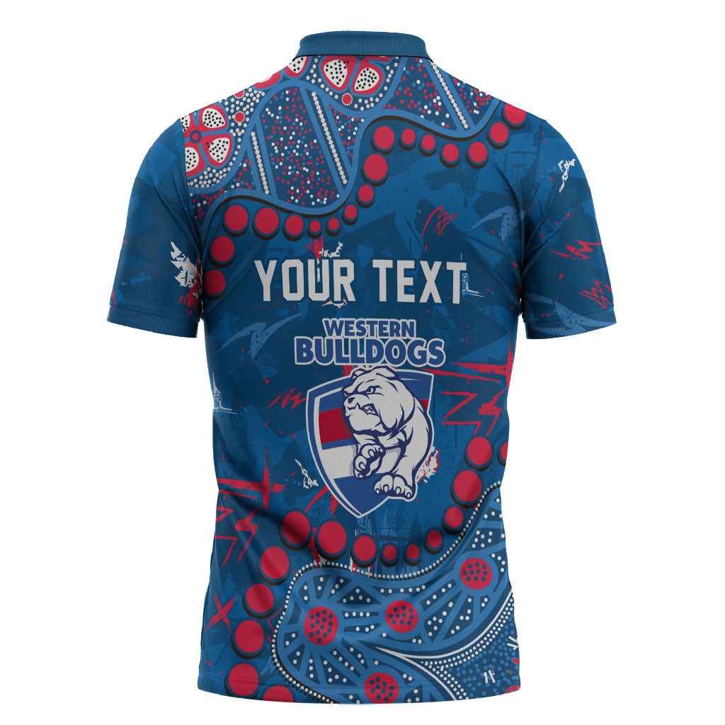 Personalized Western Bulldogs Zipper Polo Shirt Aboriginal Pattern with Graffiti Style