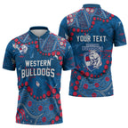 Personalized Western Bulldogs Zipper Polo Shirt Aboriginal Pattern with Graffiti Style