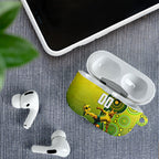 Personalized Australian Soccer Kangaroo AirPods Case Aboriginal Dot Pattern Green Gold Football Player