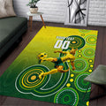Personalized Australian Soccer Kangaroo Area Rug Aboriginal Dot Pattern Green Gold Football Player