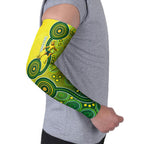 Personalized Australian Soccer Kangaroo Arm Sleeves Aboriginal Dot Pattern Green Gold Football Player
