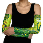Personalized Australian Soccer Kangaroo Arm Sleeves Aboriginal Dot Pattern Green Gold Football Player