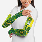 Personalized Australian Soccer Kangaroo Arm Sleeves Aboriginal Dot Pattern Green Gold Football Player