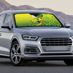 Personalized Australian Soccer Kangaroo Auto Sun Shade Aboriginal Dot Pattern Green Gold Football Player